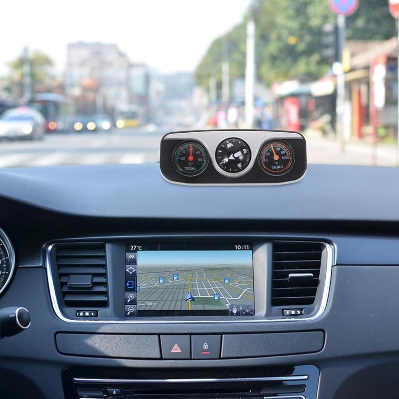 Car Dashboard Compass Ball Thermometer Hygrometer Decoration Black - Image 5